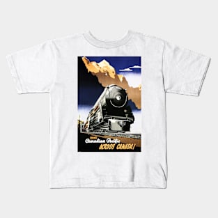 Travel by Train Across CANADA! Vintage Art Deco Railway Kids T-Shirt